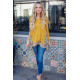 SCARF PRINT LONG SLEEVE WAFFLE KNIT SWEATER SCARF PRINT LONG SLEEVE WAFFLE KNIT SWEATER
