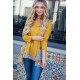 SCARF PRINT LONG SLEEVE WAFFLE KNIT SWEATER SCARF PRINT LONG SLEEVE WAFFLE KNIT SWEATER