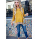 SCARF PRINT LONG SLEEVE WAFFLE KNIT SWEATER SCARF PRINT LONG SLEEVE WAFFLE KNIT SWEATER