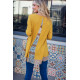 SCARF PRINT LONG SLEEVE WAFFLE KNIT SWEATER SCARF PRINT LONG SLEEVE WAFFLE KNIT SWEATER