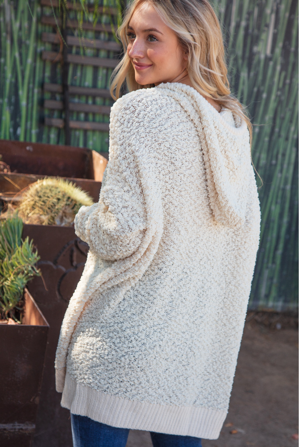 WOVEN BOUCLE KNIT PULLOVER HOODIE WOVEN BOUCLE KNIT PULLOVER HOODIE